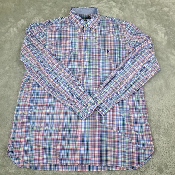 Ralph‎ Lauren Mens Size Large Multi-Color Plaid Stretch Button Down - Picture 1 of 6
